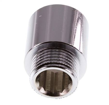 G 1/2'' F/M Chromium plated Brass Extension DIN 3523 - 25 mm