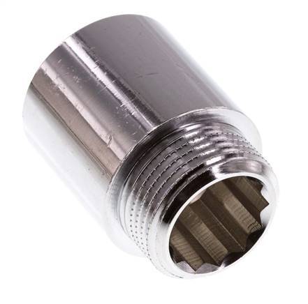 G 3/4'' F/M Chromium plated Brass Extension DIN 3523 - 30 mm