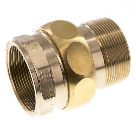 Rp 2'' x R 2'' F/M Espiga doble de latón de 3 piezas con junta plana 16 Bar
