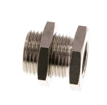G 1/4'' x G 3/8'' F/M Nickel plated Brass Bulkhead Fitting 16 Bar [2 Pieces]