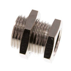 G 3/8'' x G 1/2'' F/M Nickel plated Brass Bulkhead Fitting 16 Bar