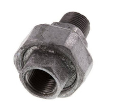 Rp 1/2'' x R 1/2'' F/M Hierro fundido zincado Espiga doble 3 piezas con junta plana 25 Bar