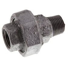 Rp 1/2'' x R 1/2'' F/M Hierro fundido zincado Espiga doble 3 piezas con junta plana 25 Bar