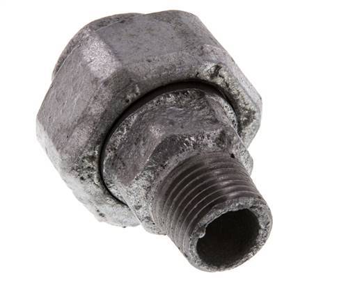Rp 1/2'' x R 1/2'' F/M Hierro fundido zincado Espiga doble 3 piezas con junta plana 25 Bar