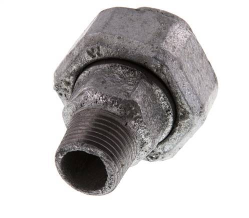 Rp 1/2'' x R 1/2'' F/M Hierro fundido zincado Espiga doble 3 piezas con junta plana 25 Bar