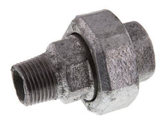 Rp 1/2'' x R 1/2'' F/M Hierro fundido zincado Espiga doble 3 piezas con junta plana 25 Bar