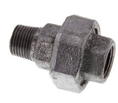Rp 1/2'' x R 1/2'' F/M Hierro fundido zincado Espiga doble 3 piezas con junta plana 25 Bar
