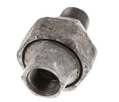 Rp 3/8'' x R 3/8'' F/M Hierro fundido zincado Espiga doble 3 piezas con junta plana 25 Bar
