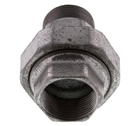 Rp 1 1/4'' x R 1 1/4'' F/M Zinc plated Cast iron Double Nipple 3-pieces with Conically sealing 25 Bar