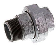 Rp 1 1/4'' x R 1 1/4'' F/M Hierro fundido zincado Espiga doble 3 piezas con junta plana 25 Bar
