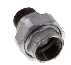 Rp 1 1/4'' x R 1 1/4'' F/M Hierro fundido zincado Espiga doble 3 piezas con junta plana 25 Bar