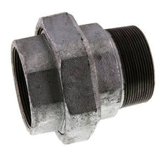 Rp 2 1/2'' x R 2 1/2'' F/M Zinc plated Cast iron Double Nipple 3-pieces with Flat sealing 25 Bar