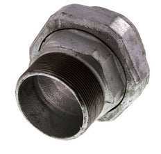 Rp 2 1/2'' x R 2 1/2'' F/M Hierro fundido zincado Espiga doble 3 piezas con junta plana 25 Bar