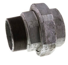 Rp 2 1/2'' x R 2 1/2'' F/M Hierro fundido zincado Espiga doble 3 piezas con junta plana 25 Bar