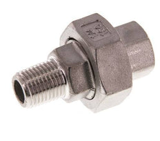 Rp 1/4'' x R 1/4'' F/M Espiga doble de acero inoxidable de 3 piezas con cierre cónico 16 Bar