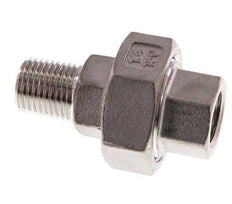 Rp 1/4'' x R 1/4'' F/M Espiga doble de acero inoxidable de 3 piezas con cierre cónico 16 Bar