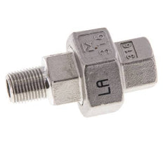 1/8'' NPT x 1/8'' NPT F/M Espiga doble de acero inoxidable de 3 piezas con cierre cónico 16 Bar