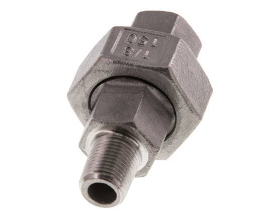 Rp 1/8'' x R 1/8'' F/M Espiga doble de acero inoxidable de 3 piezas con cierre cónico 16 Bar