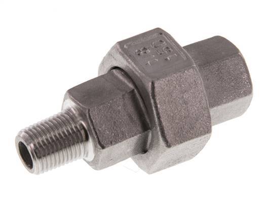 Rp 1/8'' x R 1/8'' F/M Espiga doble de acero inoxidable de 3 piezas con cierre cónico 16 Bar