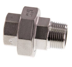 Rp 3/4'' x R 3/4'' F/M Espiga doble de acero inoxidable de 3 piezas con cierre cónico 16 Bar