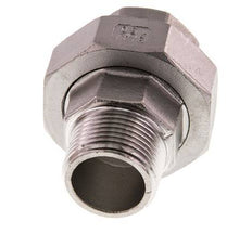 Rp 3/4'' x R 3/4'' F/M Espiga doble de acero inoxidable de 3 piezas con cierre cónico 16 Bar