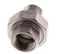 Rp 3/4'' x R 3/4'' F/M Espiga doble de acero inoxidable de 3 piezas con cierre cónico 16 Bar