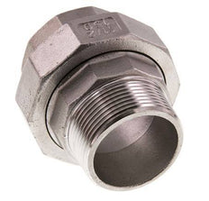 Rp 1 1/2'' x R 1 1/2'' F/M Espiga doble de acero inoxidable de 3 piezas con cierre cónico 16 Bar