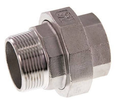 Rp 1 1/2'' x R 1 1/2'' F/M Espiga doble de acero inoxidable de 3 piezas con cierre cónico 16 Bar