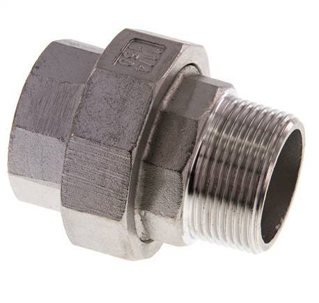 1 1/4'' NPT x 1 1/4'' NPT F/M Acero inoxidable de 3 piezas con cierre cónico 16 Bar