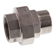 Rp 1 1/4'' x R 1 1/4'' F/M Espiga doble de acero inoxidable de 3 piezas con cierre cónico 16 Bar