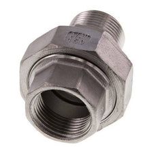 Rp 3/4'' x R 3/4'' F/M Espiga doble de acero inoxidable de 3 piezas con junta plana 16 Bar