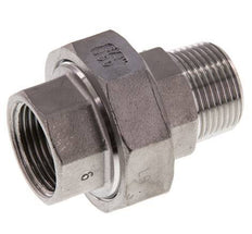 Rp 3/4'' x R 3/4'' F/M Espiga doble de acero inoxidable de 3 piezas con junta plana 16 Bar