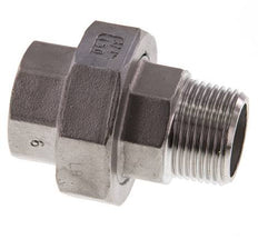 Rp 3/4'' x R 3/4'' F/M Espiga doble de acero inoxidable de 3 piezas con junta plana 16 Bar