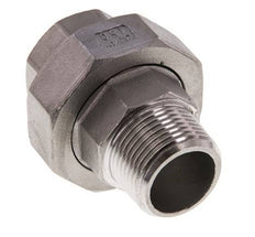 Rp 3/4'' x R 3/4'' F/M Espiga doble de acero inoxidable de 3 piezas con junta plana 16 Bar
