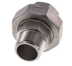 Rp 3/4'' x R 3/4'' F/M Espiga doble de acero inoxidable de 3 piezas con junta plana 16 Bar