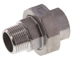 Rp 3/4'' x R 3/4'' F/M Espiga doble de acero inoxidable de 3 piezas con junta plana 16 Bar