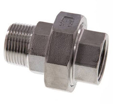 Rp 3/4'' x R 3/4'' F/M Espiga doble de acero inoxidable de 3 piezas con junta plana 16 Bar