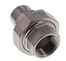 Rp 3/4'' x R 3/4'' F/M Espiga doble de acero inoxidable de 3 piezas con junta plana 16 Bar