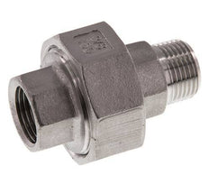 Rp 3/8'' x R 3/8'' F/M Stainless steel Double Nipple 3-pieces with Flat sealing 16 Bar