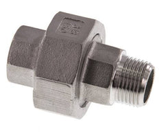 Rp 3/8'' x R 3/8'' F/M Espiga doble de acero inoxidable de 3 piezas con junta plana 16 Bar