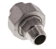Rp 3/8'' x R 3/8'' F/M Espiga doble de acero inoxidable de 3 piezas con junta plana 16 Bar