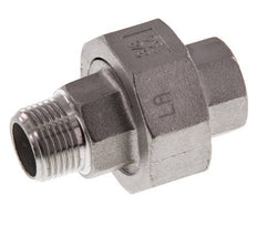 Rp 3/8'' x R 3/8'' F/M Espiga doble de acero inoxidable de 3 piezas con junta plana 16 Bar