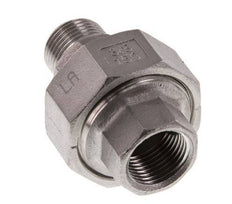 Rp 3/8'' x R 3/8'' F/M Espiga doble de acero inoxidable de 3 piezas con junta plana 16 Bar