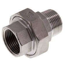 Rp 1'' x R 1'' F/M Stainless steel Double Nipple 3-pieces with Flat sealing 16 Bar