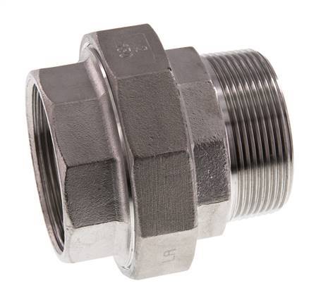 Rp 2'' x R 2'' F/M Espiga doble de acero inoxidable de 3 piezas con junta plana 16 Bar