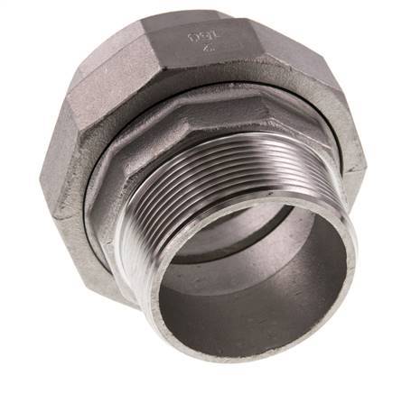 Rp 2'' x R 2'' F/M Espiga doble de acero inoxidable de 3 piezas con junta plana 16 Bar