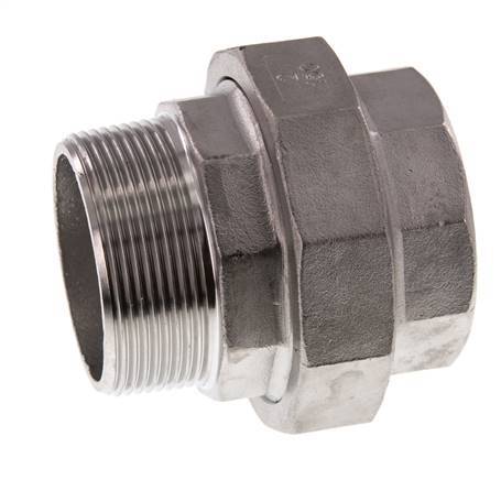 Rp 2'' x R 2'' F/M Espiga doble de acero inoxidable de 3 piezas con junta plana 16 Bar