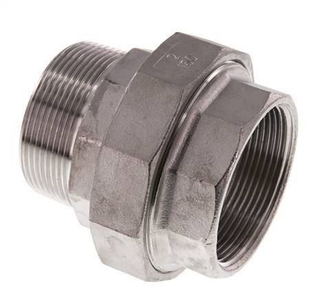 Rp 2'' x R 2'' F/M Espiga doble de acero inoxidable de 3 piezas con junta plana 16 Bar