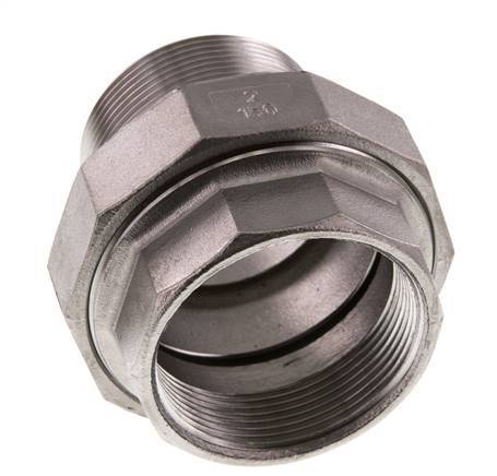 Rp 2'' x R 2'' F/M Espiga doble de acero inoxidable de 3 piezas con junta plana 16 Bar