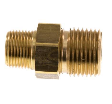 R 1/2'' x R 3/8'' Brass Double Nipple 3-pieces with Conically sealing 16 Bar